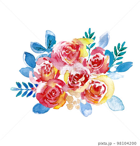 水彩画。水彩タッチの赤い薔薇のベクターイラスト。エレガントな水彩植物イラスト。 水彩画。水彩タッチの赤い薔薇のベクターイラスト。エレガントな水彩植物イラスト。 98104200