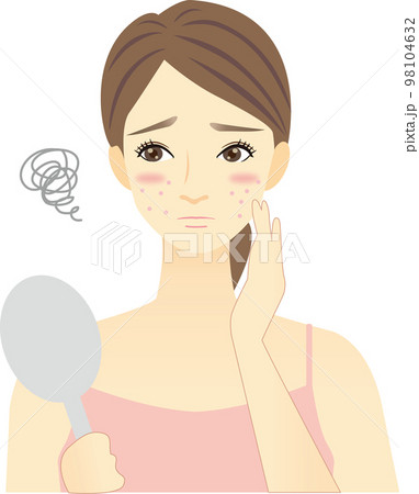 手を当てて悩む女性 手を当てて悩む女性 98104632