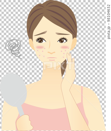 手を当てて悩む女性 手を当てて悩む女性 98104632