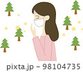 花粉症の女性　杉林 98104735