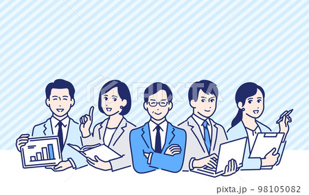 働くビジネスパーソンのシンプルなベクターイラスト素材 98105082