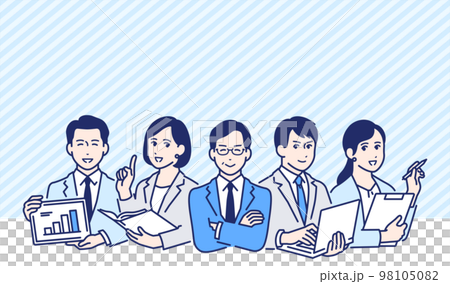 働くビジネスパーソンのシンプルなベクターイラスト素材 98105082