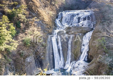 半分ほど凍結した厳冬期の「袋田の滝」 茨城県大子町 半分ほど凍結した厳冬期の「袋田の滝」 茨城県大子町 98106360