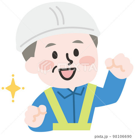 建設現場で働く作業員のシニア男性のイラスト素材