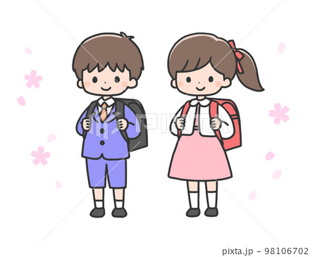 入学式の男の子と女の子 98106702