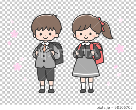 入學儀式男孩和女孩 入學儀式男孩和女孩 98106703