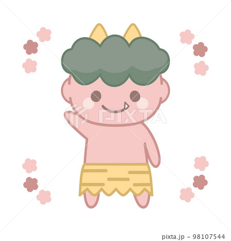 梅の花とかわいい赤鬼の全身イラスト 梅の花とかわいい赤鬼の全身イラスト 98107544