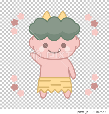 梅花和可愛的紅魔全身插畫 98107544