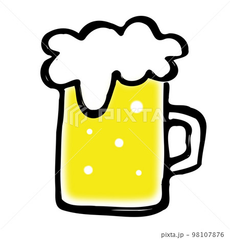 生ビールのジョッキ　手書き風イラスト 98107876