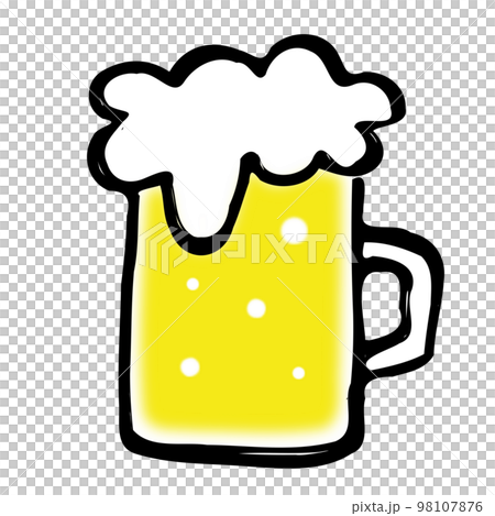 生ビールのジョッキ　手書き風イラスト 98107876