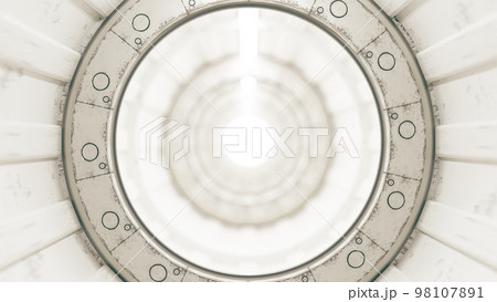 Technology abstract background. Corridor or Tunnel inside viewed through glass looks blurred. Technology abstract background. Corridor or Tunnel inside viewed through glass looks blurred. 98107891