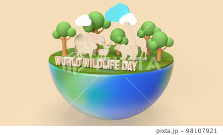 The animal and text for world wildlife day concept 3d rendering The animal and text for world wildlife day concept 3d rendering 98107921