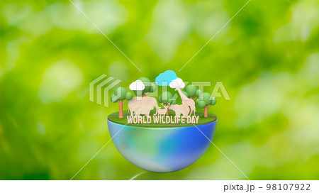 The animal and text for world wildlife day concept 3d rendering 98107922