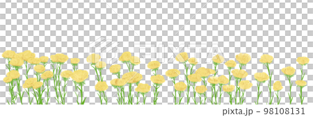 黃色的花朵插畫素材春天的花圃頁腳 98108131