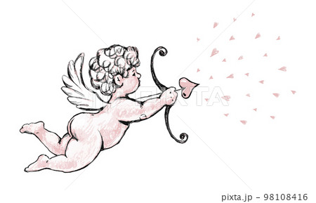 Cupid sketch. Vector illustration. Outline with transparent background  Stock Vector | Adobe Stock