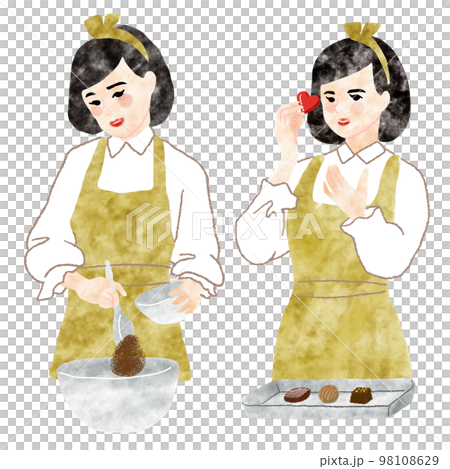 Woman making chocolates for Valentine's Day Woman making chocolates for Valentine's Day 98108629