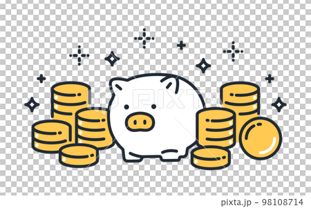 Simple vector icon illustration material of a piggy bank and a large amount of coins Simple vector icon illustration material of a piggy bank and a large amount of coins 98108714