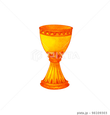 gold golden cup antique goblet drink old art design illustration watercolor painting white isolated gold golden cup antique goblet drink old art design illustration watercolor painting white isolated 98109303