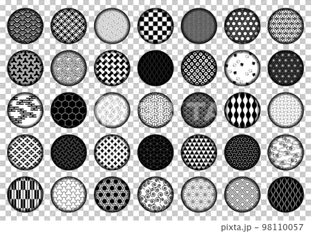 Japanese pattern circular icon set (black) 98110057