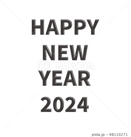 2024年の年賀状 光沢のあるレトロ調の英語の賀詞 白黒 2024年の年賀状 光沢のあるレトロ調の英語の賀詞 白黒 98110271