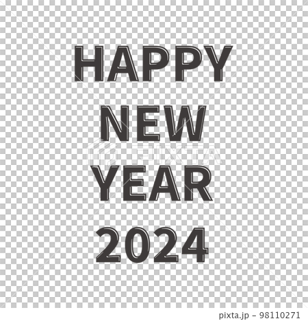 2024年の年賀状 光沢のあるレトロ調の英語の賀詞 白黒 2024年の年賀状 光沢のあるレトロ調の英語の賀詞 白黒 98110271