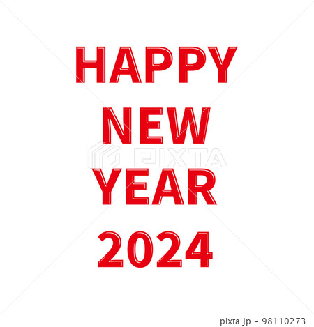 2024年の年賀状 光沢のあるレトロ調の英語の賀詞 赤 2024年の年賀状 光沢のあるレトロ調の英語の賀詞 赤 98110273