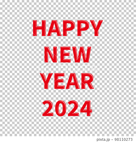 2024年の年賀状 光沢のあるレトロ調の英語の賀詞 赤 2024年の年賀状 光沢のあるレトロ調の英語の賀詞 赤 98110273