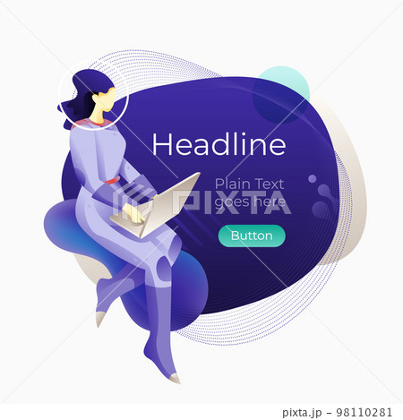 Woman With Laptop Template Woman With Laptop Template 98110281