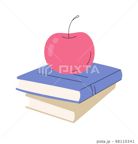 Apple on Pile of Books Apple on Pile of Books 98110341
