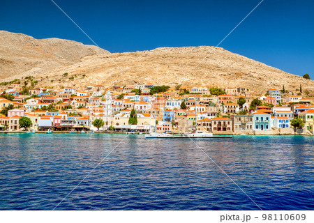 Port in island Chalki, greece Port in island Chalki, greece 98110609
