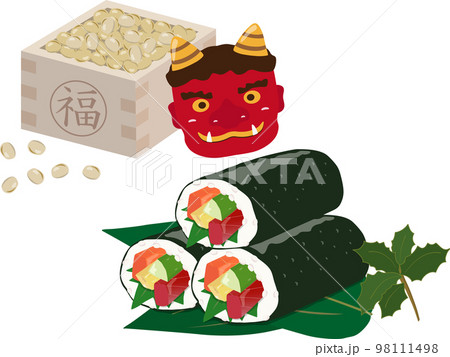 節分　豆と鬼　恵方巻付き 98111498
