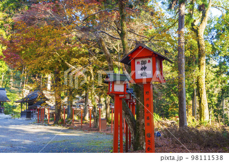 秋の日吉大社　白山宮参道　御神燈（滋賀県大津市坂本） 98111538