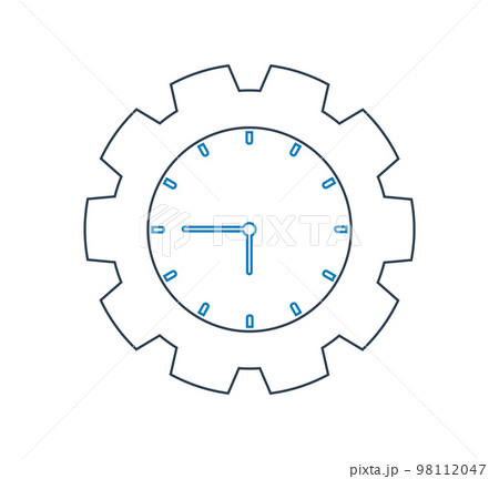 Time line Icon with Clock and gear symbol. Time line Icon with Clock and gear symbol. 98112047