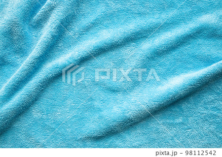 Blue towel fabric texture surface close up background 98112542