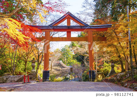 日吉神社 山王鳥居と紅葉(滋賀県大津市坂本) 日吉神社 山王鳥居と紅葉(滋賀県大津市坂本) 98112741