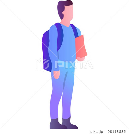 Student with backpack vector icon on white Student with backpack vector icon on white 98113886