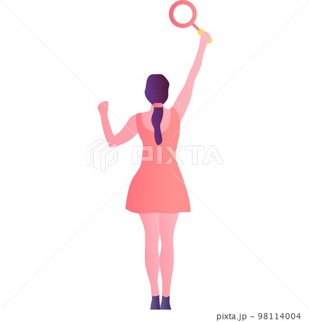 Seo optimization woman with magnifying glass icon 98114004