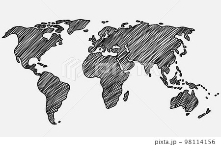 Freehand world map sketch on white background. Freehand world map sketch on white background. 98114156