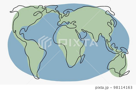 Continuous freehand drawing world map. Continuous freehand drawing world map. 98114163