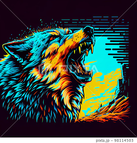 咆哮する狼デザインのイラスト素材 [98114503] - PIXTA
