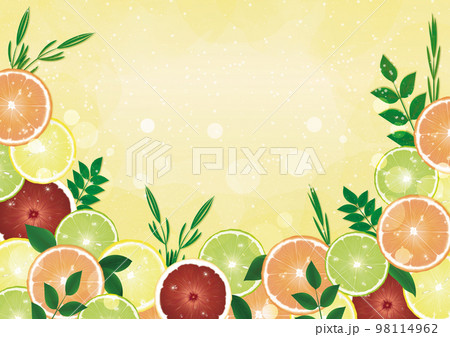 フレッシュな柑橘系果物の背景素材　レモンイエローの背景 98114962