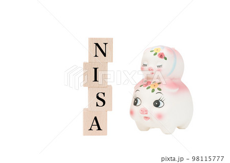 NISAイメージ 積み木を見つめる豚の親子(貯金箱) NISAイメージ 積み木を見つめる豚の親子(貯金箱) 98115777