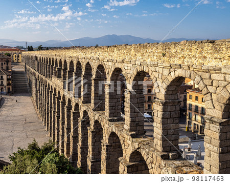 Roman Aqueduct of Segovia, one of the best-preserved elevated Roman Aqueducts. Castile and Leon, Spain. Roman Aqueduct of Segovia, one of the best-preserved elevated Roman Aqueducts. Castile and Leon, Spain. 98117463
