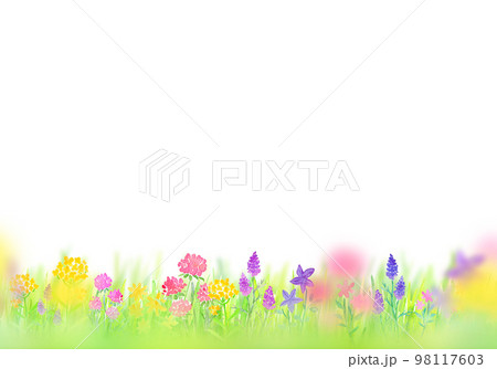 メルヘンな花畑　水彩イラスト 98117603