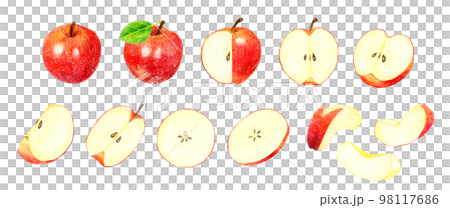 Set of red apples Fruit hand-painted watercolor illustration material collection 98117686