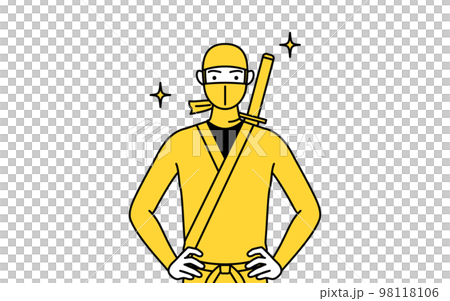一個穿著忍者服裝的男人，雙手叉腰 98118106