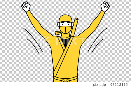 一個穿著忍者服裝的男人在做廣播體操 98118113