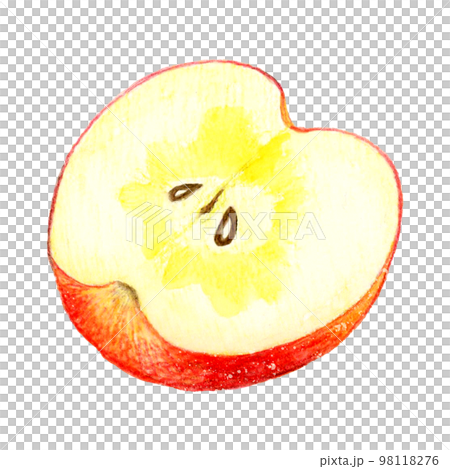 蜜汁蘋果切成兩半水果手繪水彩插畫素材 98118276