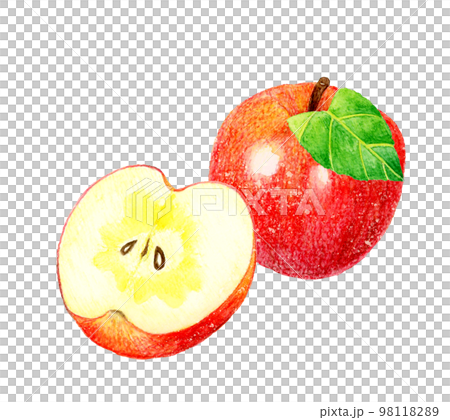 Honey-filled apple cut in half Fruit hand-painted watercolor illustration material 98118289