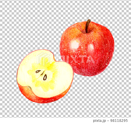 Honey-filled apple cut in half Fruit hand-painted watercolor illustration material 98118295